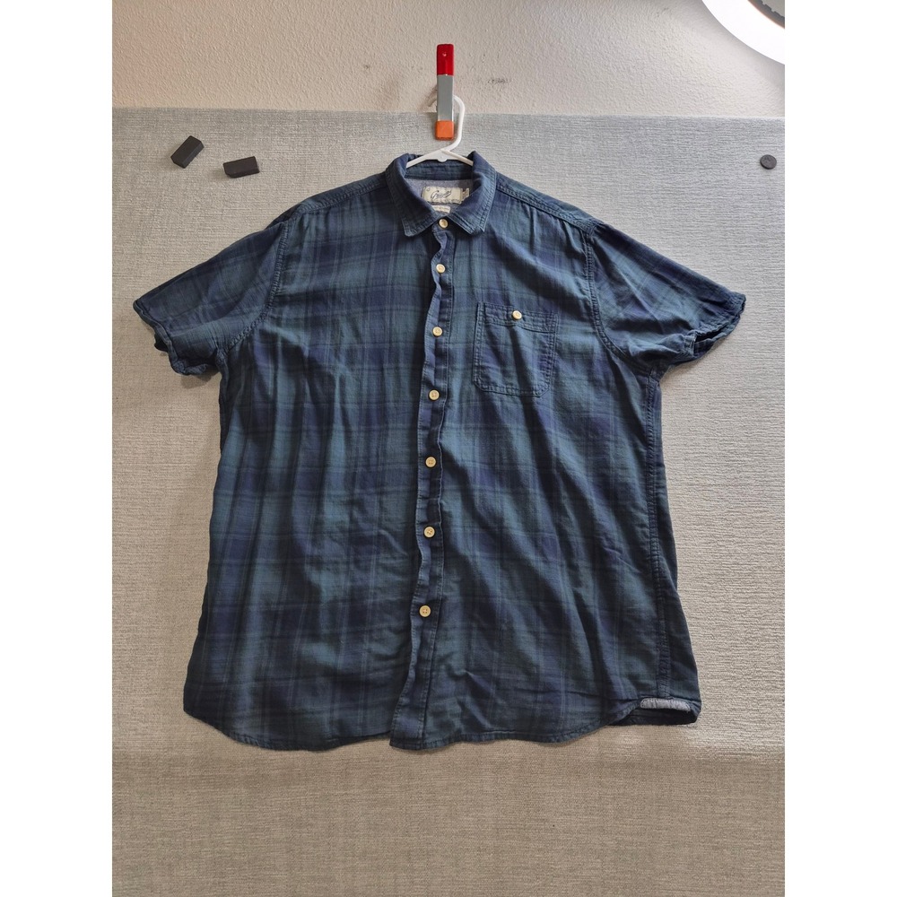 Grayers Clothiers Shirt Mens XL Dark Green Plaid Cotton Casual Travel Button Up